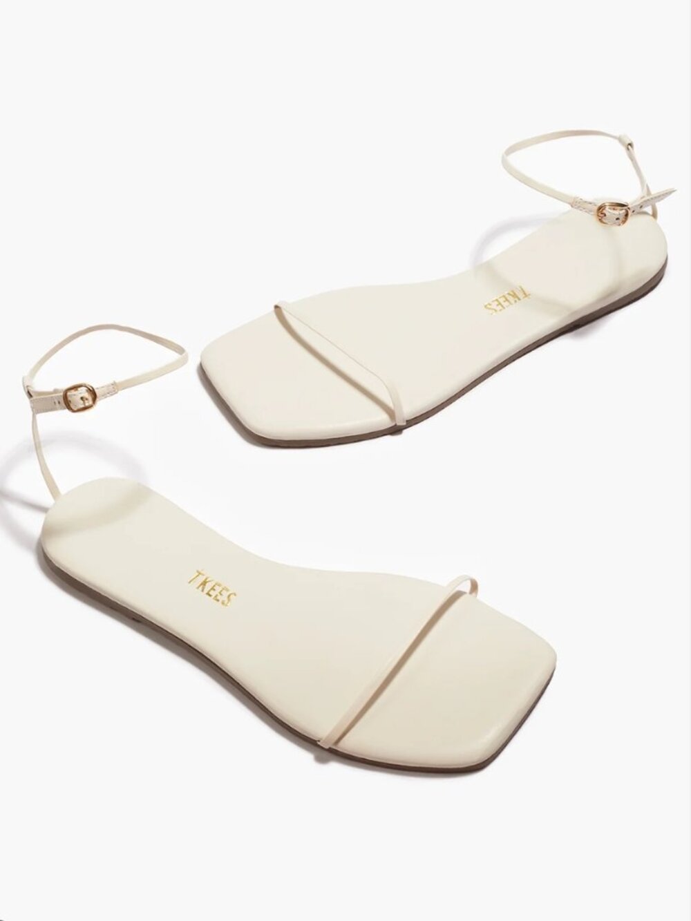 TKEES Square Two Twiggy Sandals | Cream Minimal Ankle-Strap